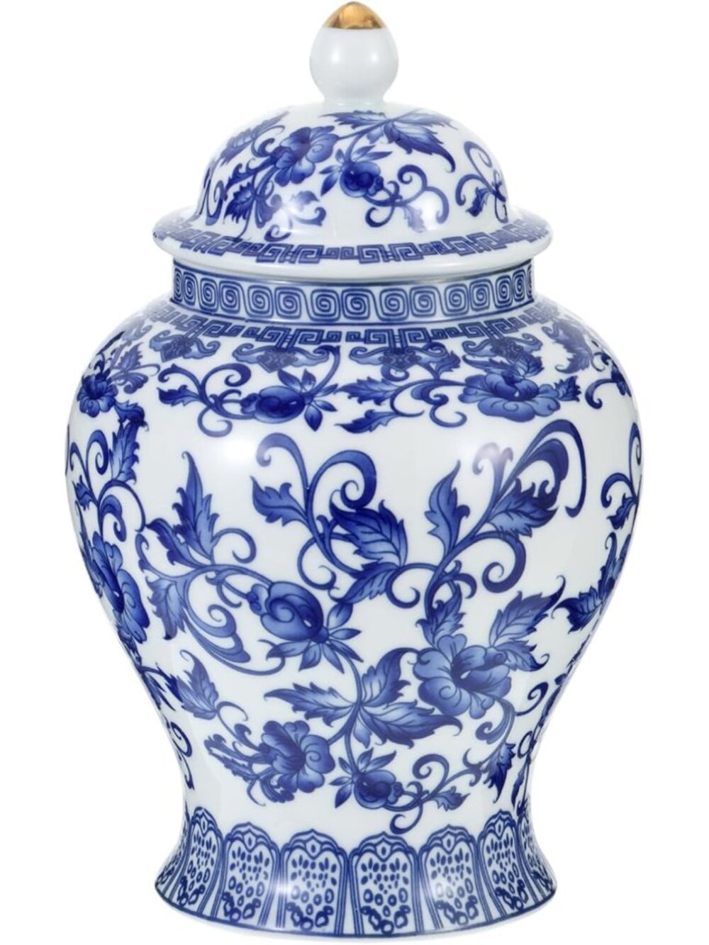 Chinoiserie Blue & White Ginger Jar - 7.87" Ceramic Vase for Home Decor, Living
